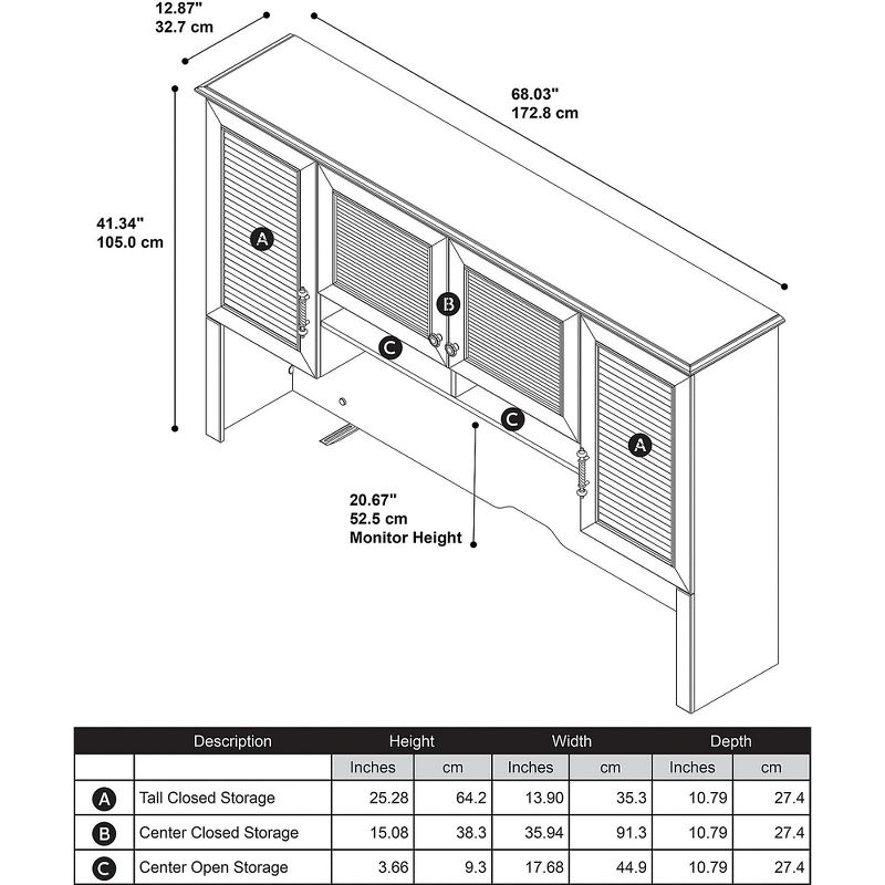 kathy ireland Home by Volcano Dusk 68W Hutch Driftwood Dreams KI30126-03