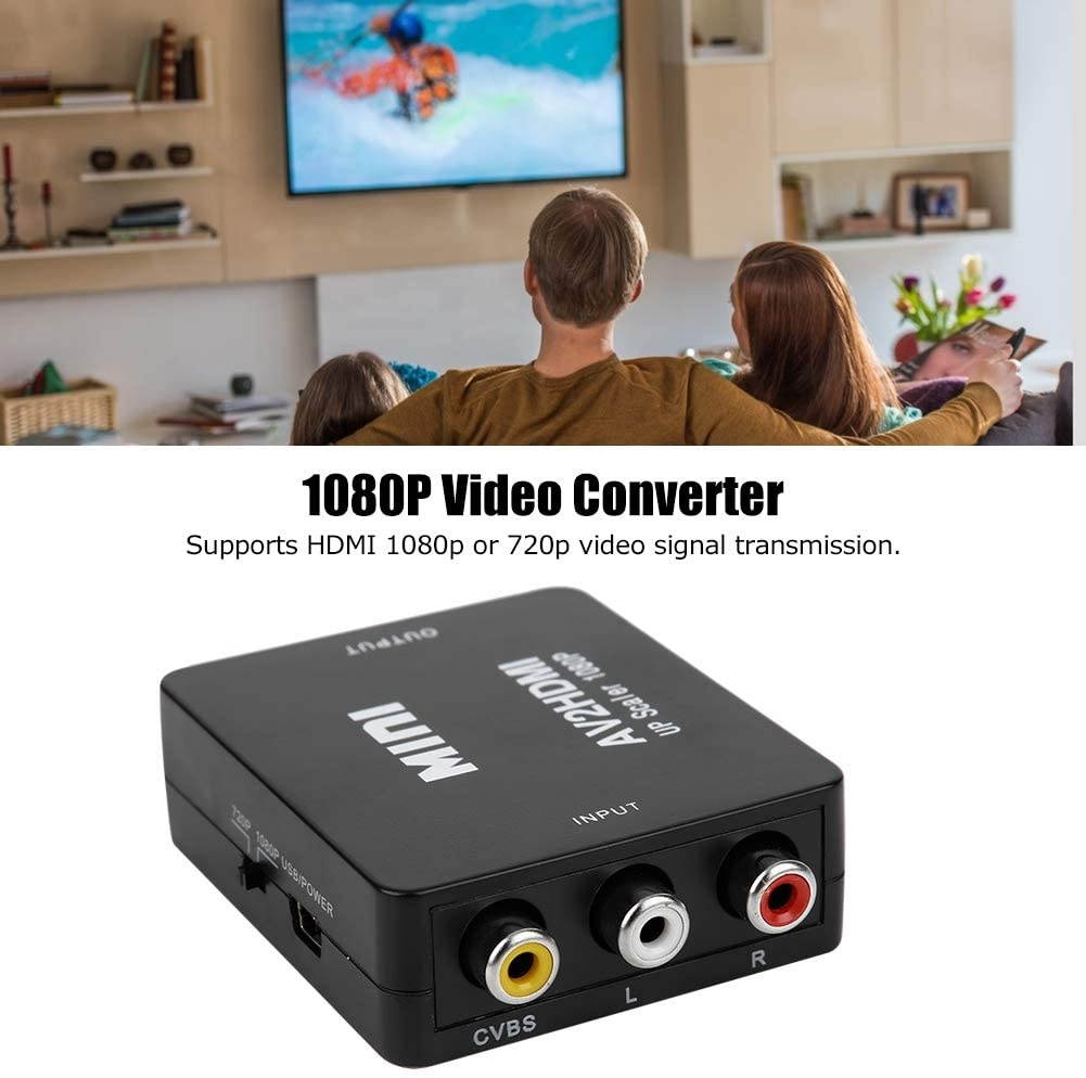 Atyhao AV to HDMI Converter - Mini AV to HDMI 1080P 60HZ Output High Definition Adapter Video Converter with USB Cable(Black)