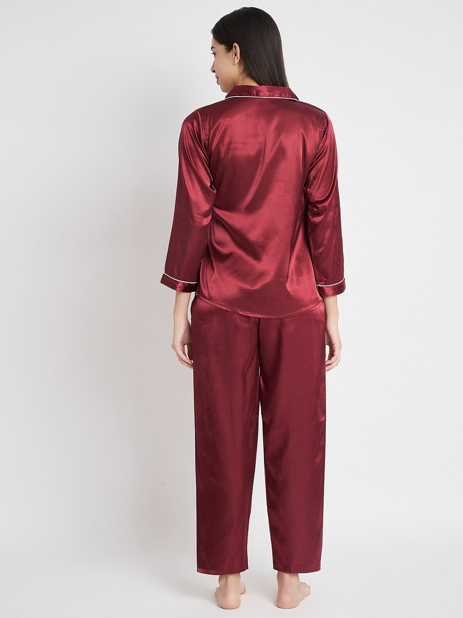 KOI SLEEPWEAR Maroon Shirt With Pyjamas
