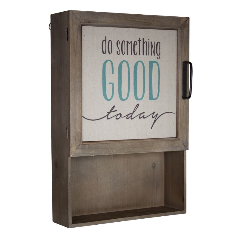 15" x 23" Do Something Good Today Wood Wall Cabinet with Shelves Brown - American Art Decor