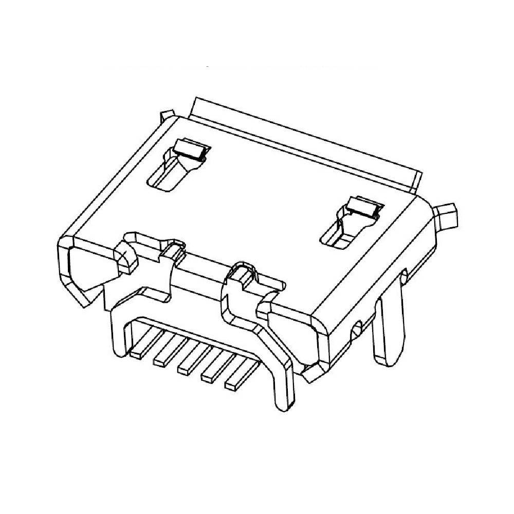 10PCS MICRO 4Pin Horn Type Plug-in Mike Female Socket 5p Android Charging Socket-crimping