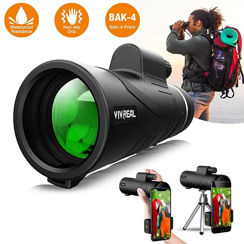 Telescope 12X50 BAK4 for Event Watching IPX7 Waterproof for Adults with Smartphone Holder Tripod Ideal Match Partner for BaseballRugbySoccerBasketball Watching