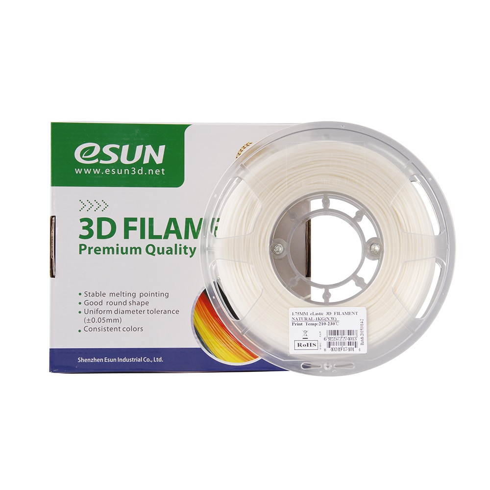 eSUN eLastic TPE 85A 1.75mm Flexible 3D Printer Filament Natural White Material Refills 1kg (2.2lbs) Spool Consumables