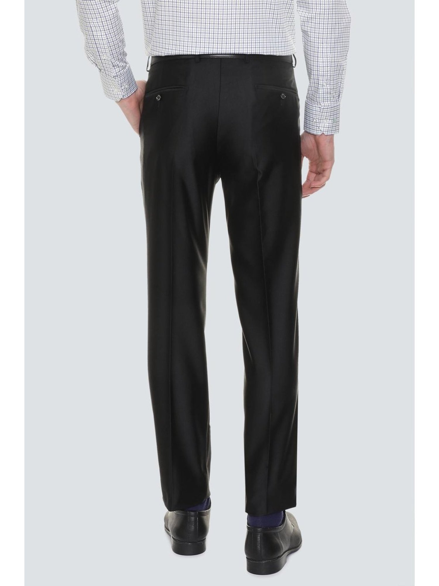 Louis Philippe Black Regular Fit Formal Flat Front Trousers