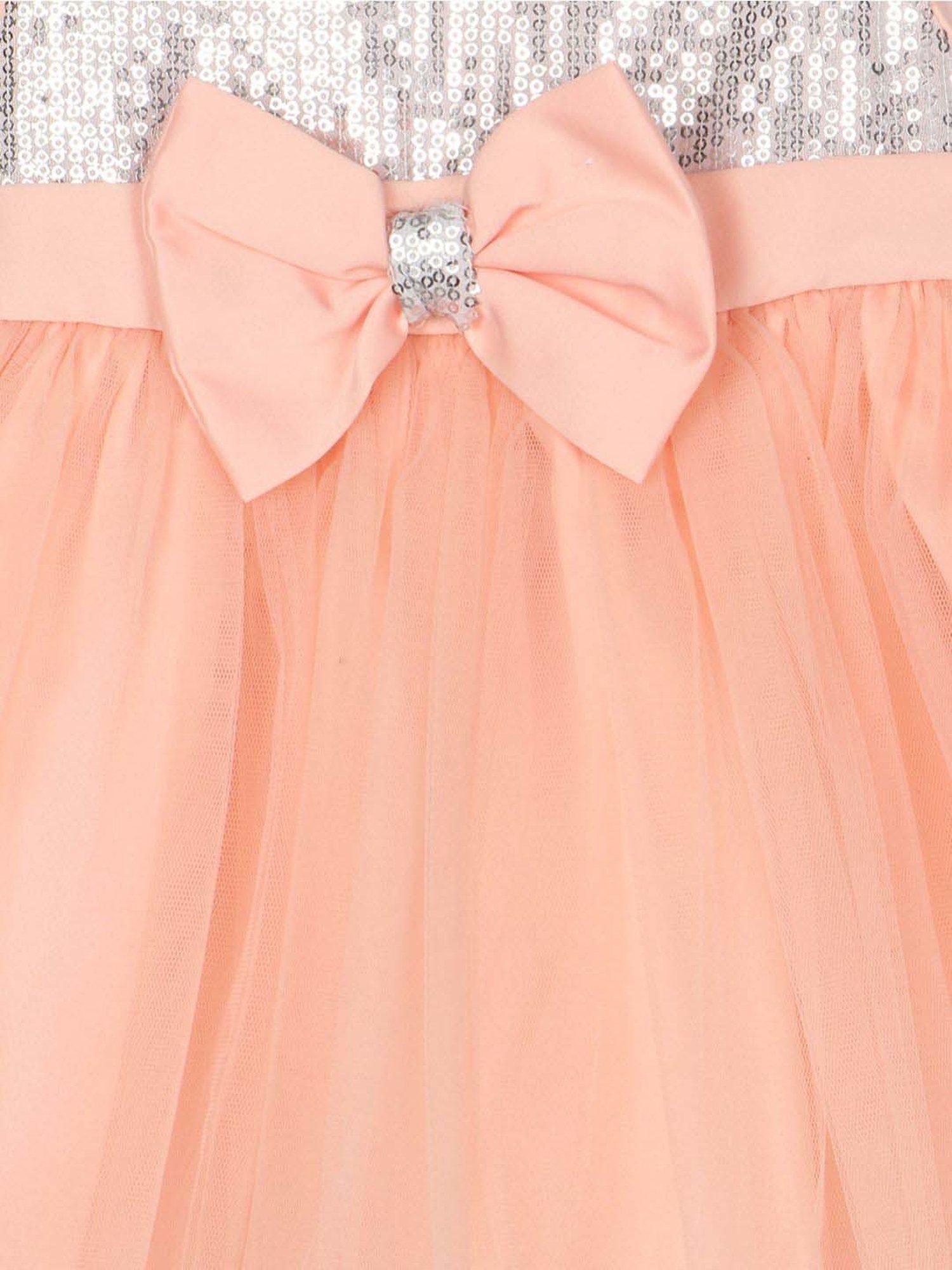 Nauti Nati Kids Peach & Silver Embellished Dress