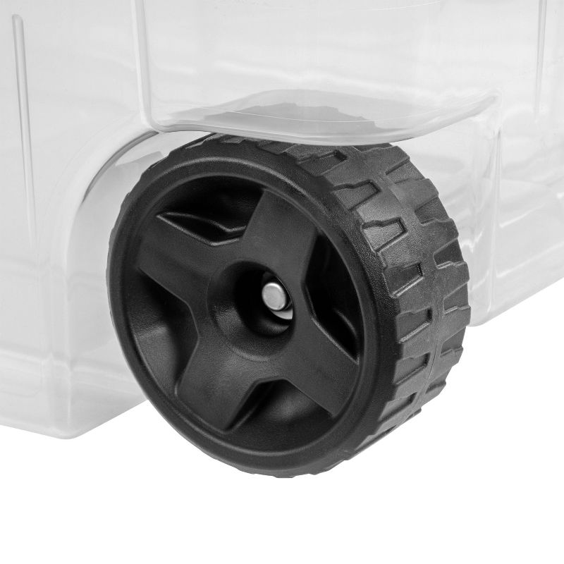 Sterilite 19434303 120 Quart Clear Plastic Storage Container Box and Lid with Blue Latches and Wheels (3 Pack)