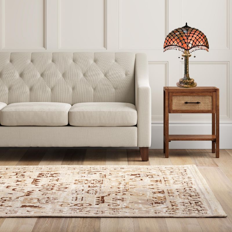 Tiffany Style Amber Beaded Table Lamp