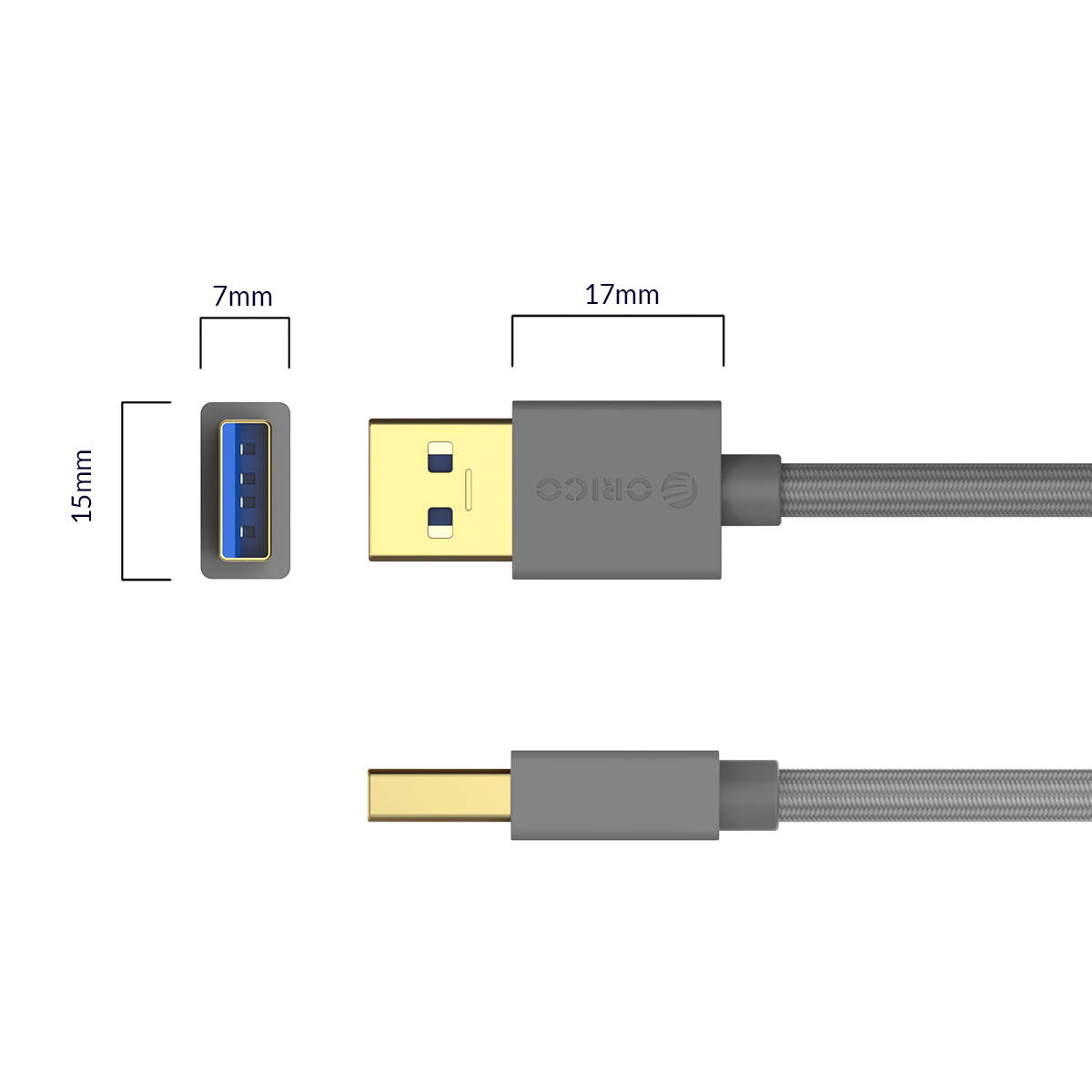 ORICO USB 3.0 A to USB 3.0 A Cable (M/M),3.0 A to USB 3.0 A , Super speed Transmission Charging  Cable 1.64ft to 6.6ft Gold-plate Interface for 2.5/3.5 in HDD SSD M.2 SSD and HDD Enclosures