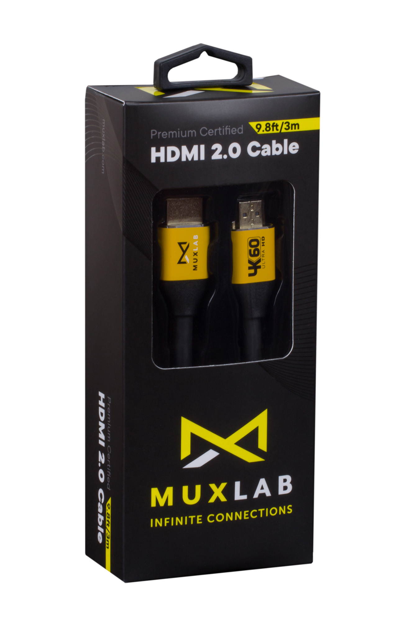 MuxLab Certified HDMI 2.0 Cable 10 Feet | Premium High Speed 18Gbps | Supports 4K @ 60Hz (4:4:4), 3D, Ethernet, ARC, HDTV, Projector, Playstation, PS3, PS4, Blu-ray