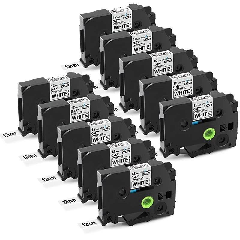 Compatible Label Tape Replacement for Brother TZe Tape 12mm 047 Laminated White P Touch Label Tape TZe231 TZ 231 for Ptouch Label Maker Machine PTD210 PTD600VP PTD400 10 Pack