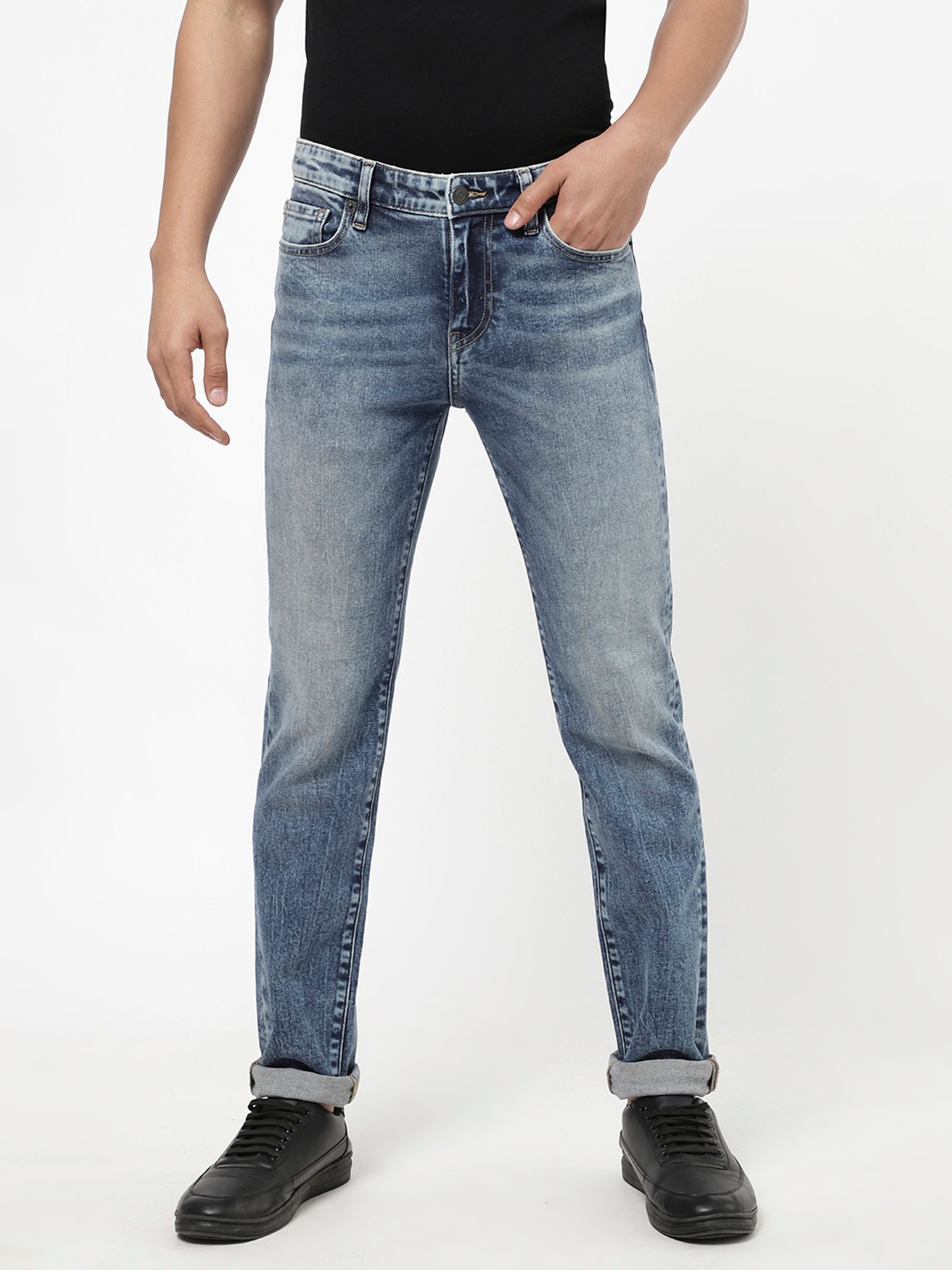 Passion Light Blue Comfort Fit Heavily Washed Jeans