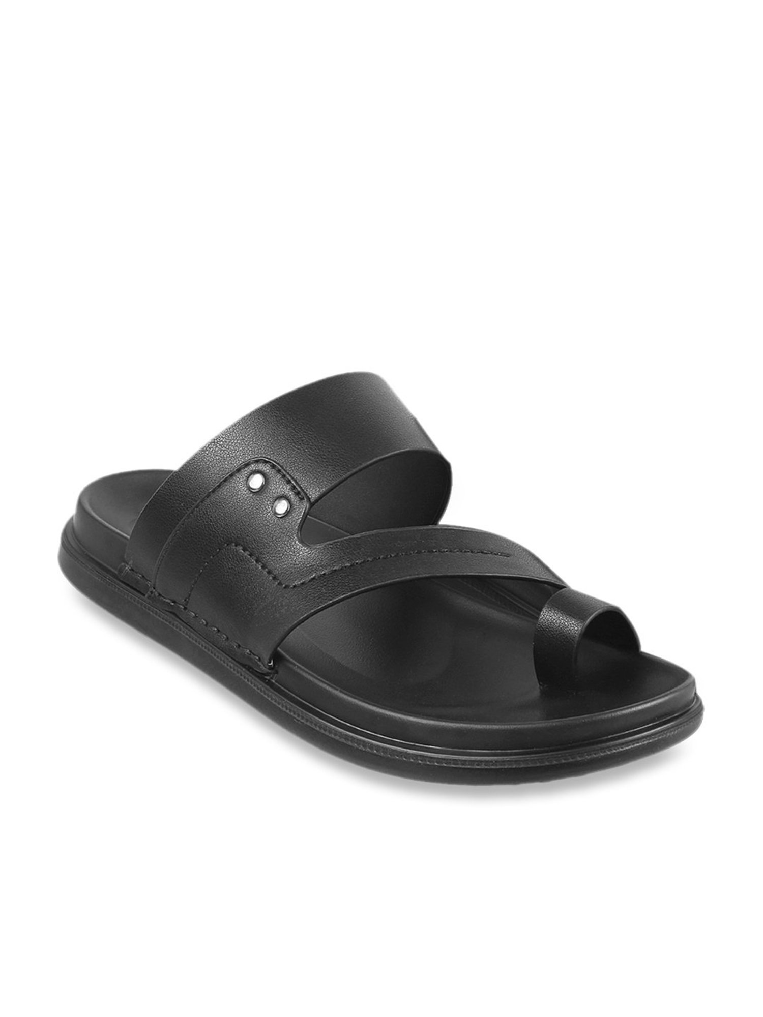 J. Fontini by Mochi Men's Black Toe Ring Sandals