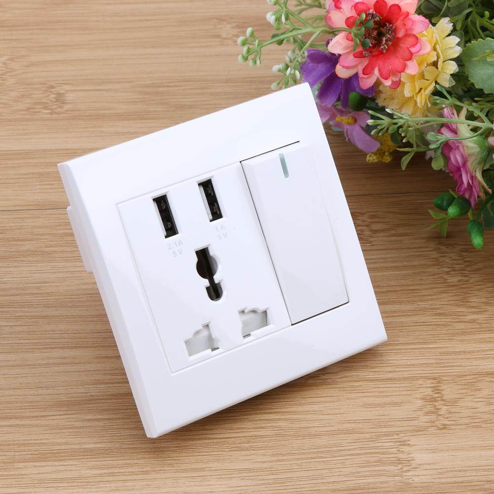 Universal 2100mA 5V 2 USB Wall Socket AC 110-250V Home Wall Charger 2 Ports USB Outlet Power Charger For Cellphone