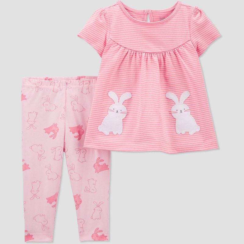 Baby Girls' 2pc Bunny Pocket Top & Bottom Set - Just One You® made by carter's Pink 3M