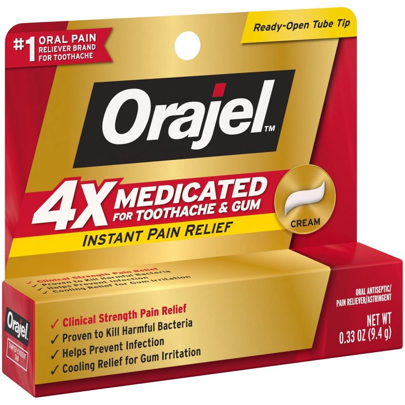 Orajel 4X Medicated For Toothache & Gum Cream - 0.33oz