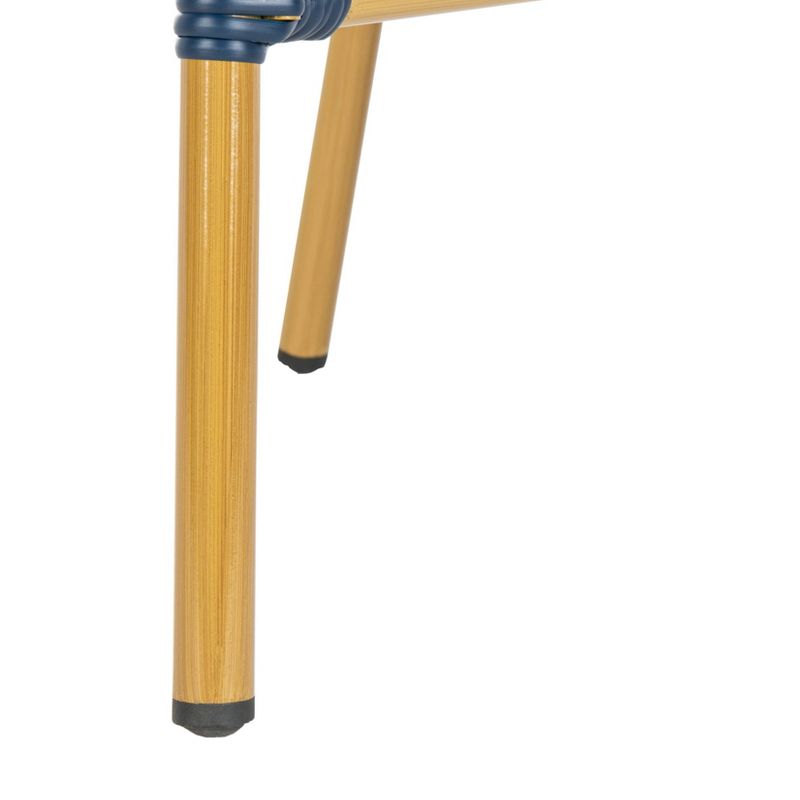 Lenda 2pk French Stackable Bistro Accent Chair - Navy/White/Brown Frame - Safavieh