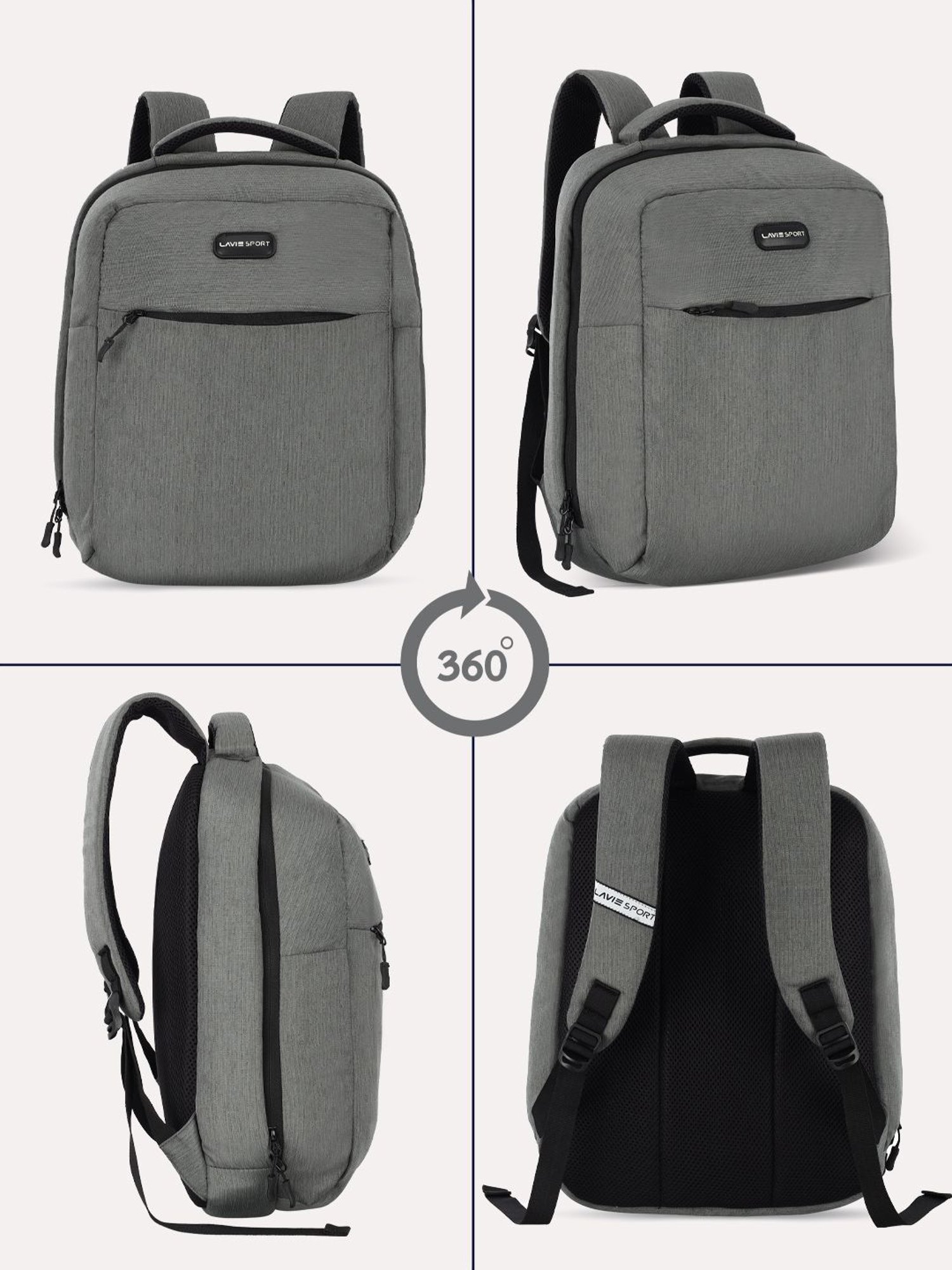 Lavie Sport Crest 18L Laptop Backpack For Men & Women | Laptop Bag For Boys & Girls (Grey)