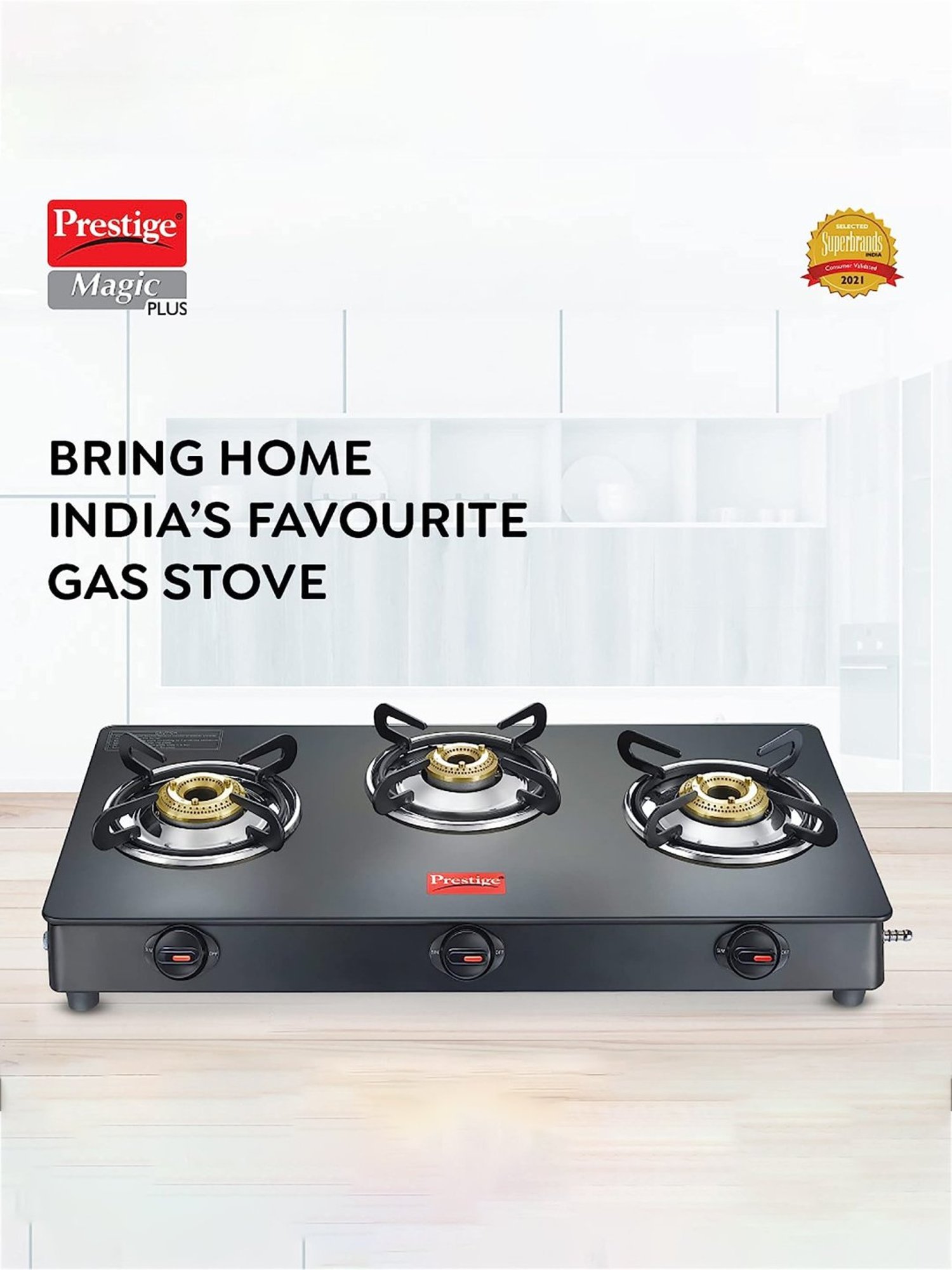 Pigeon Blackline Smart Black Glass Manual Gas Stove (2 Burners)