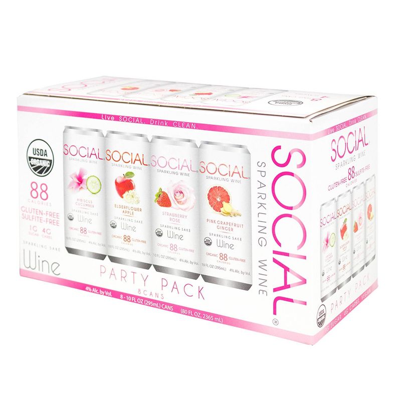 SOCIAL Sparkling Sake Wine Party Pack - 8pk/10 fl oz Cans