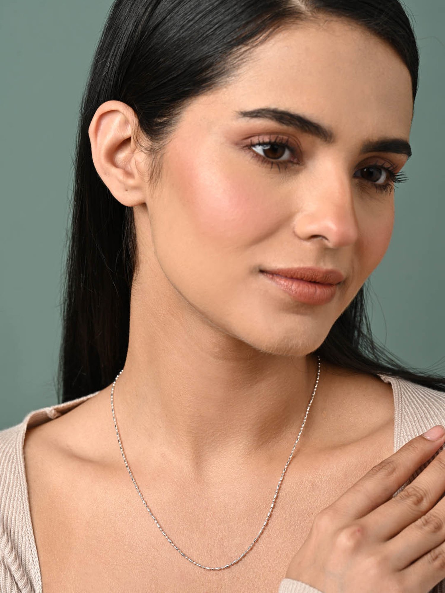 Clara 925 Sterling Silver Designer Chain Necklace in 18-inches for Women & Girls