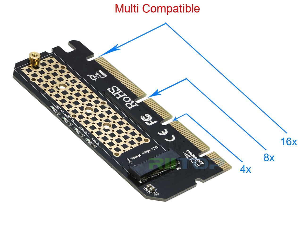 NVMe PCIe Adapter Card, RIITOP PCIe M.2 SSD NVMe AHCI to PCIe Gen 3.0 x4 x8 x16 Full Speed Converter Card for Desktop PC, Support (M Key) M.2 SSD 2280/2260/2242/2230 mm