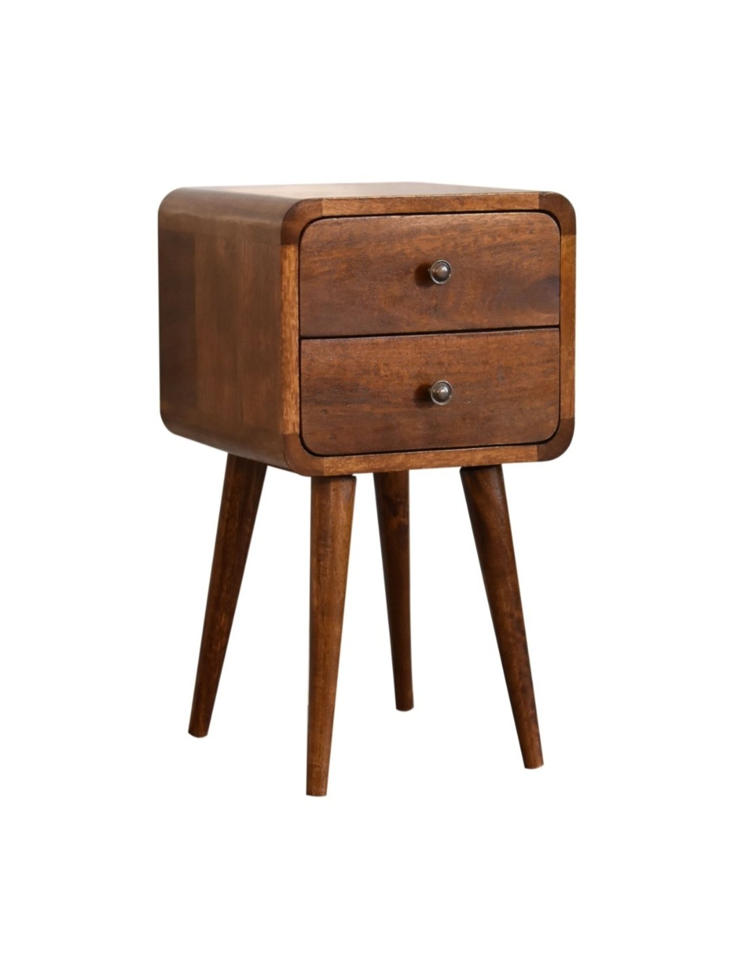 Artisan Furniture Solid Brown Mango Wood Side Table Chestnut Finish