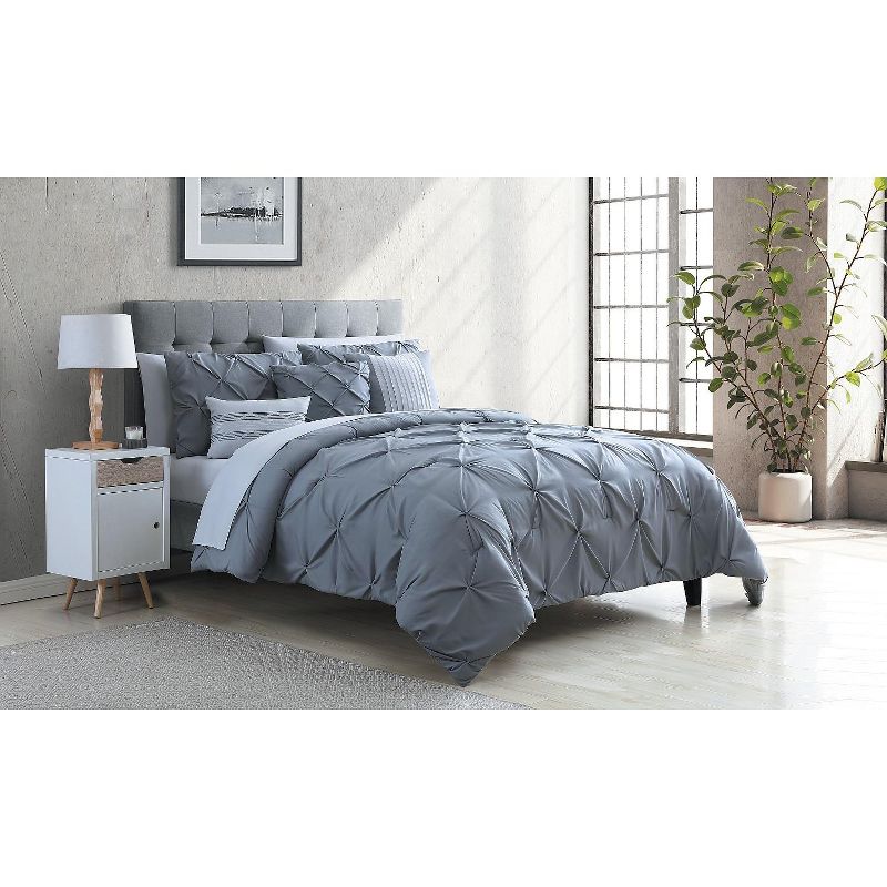 VCNY Home Carmen Pintuck Bed-in-a-Bag Comforter Set - Grey 10 Piece King
