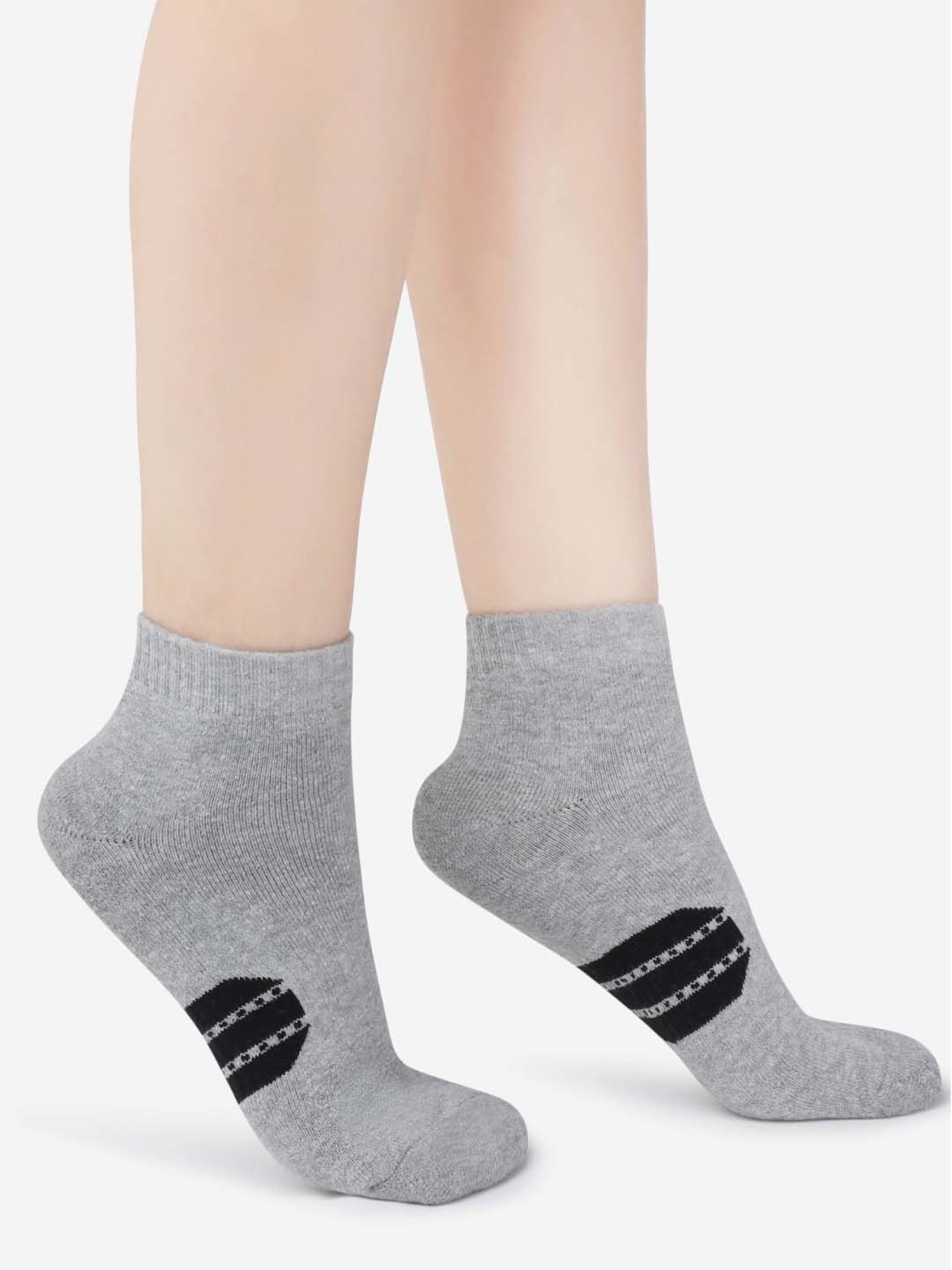 NEXT2SKIN Black & Beige Cotton Ankle Socks - Pack Of 3