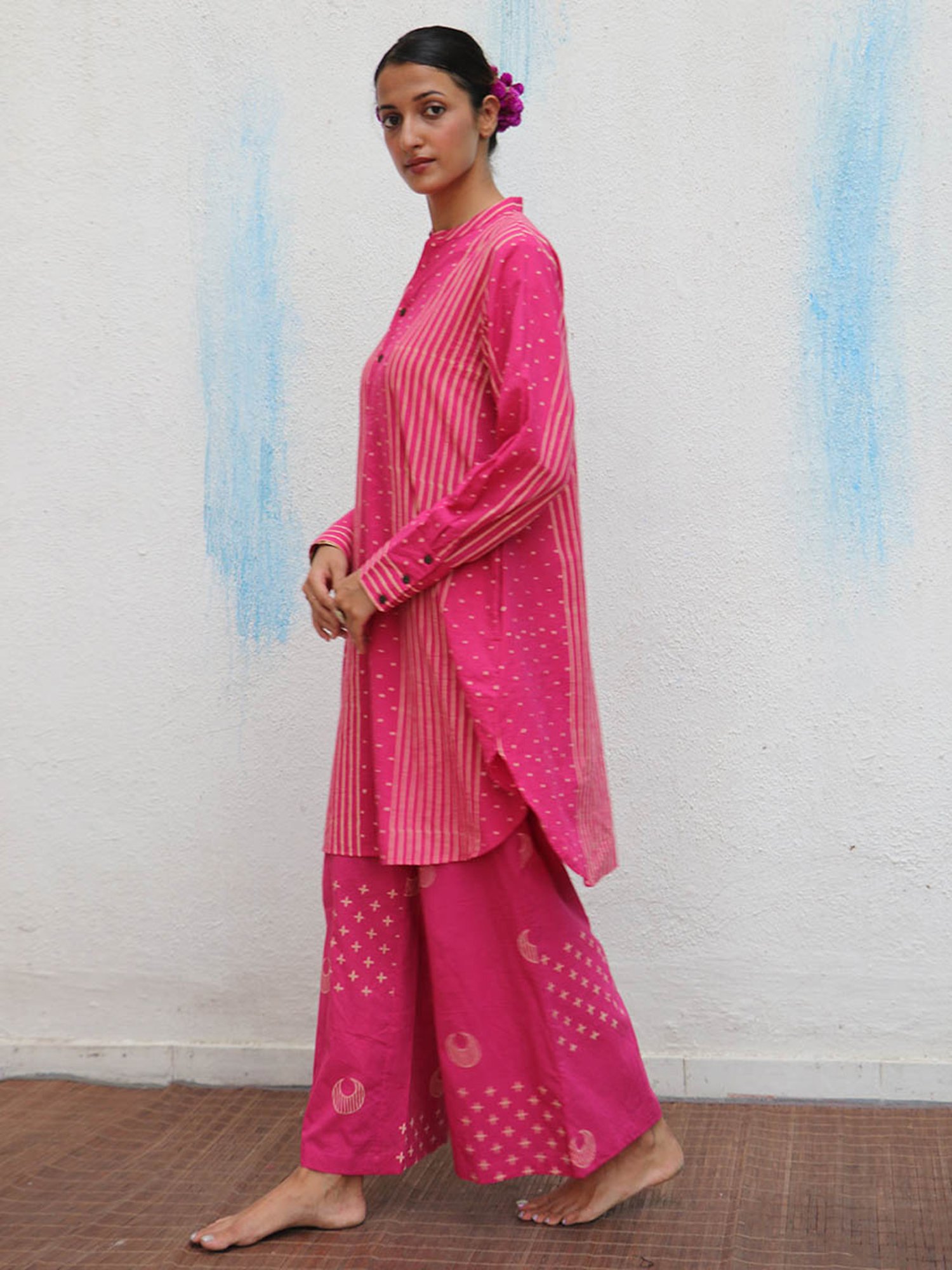 Chidiyaa Flower Girl Pankhuri Blockprinted Cotton Kurta Set