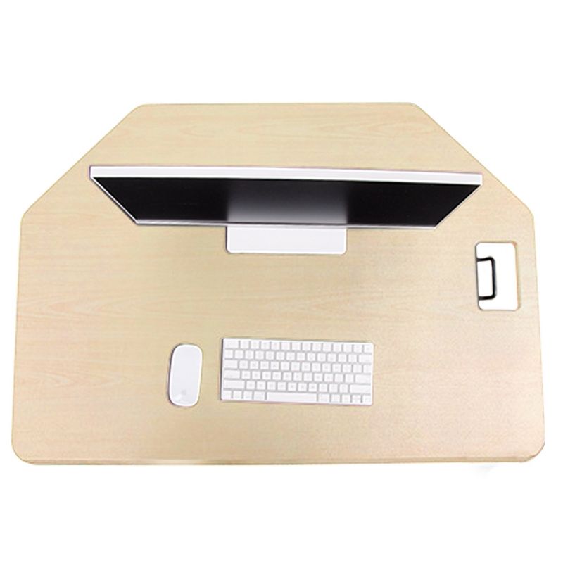 X-Elite Premier Corner Standing Desk Converter with Pneumatic Height Adjustment - Maple - Stand Steady