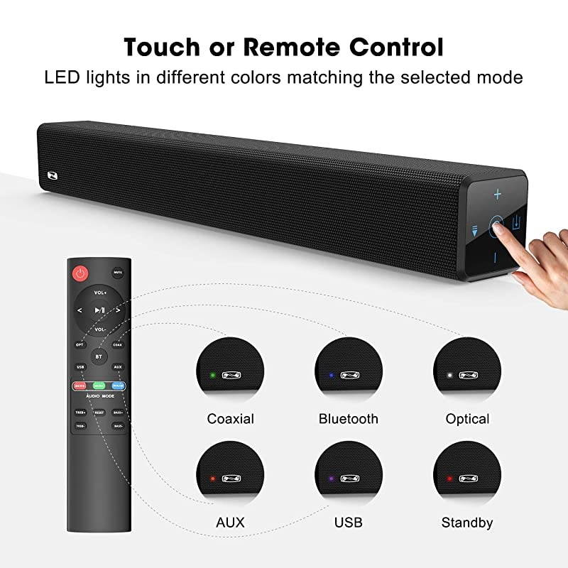 21 Channel 100Watt Sound bar2020 Model  Soundbar with Built in Subwoofer Bluetooth 51 Surround Sound Systems 32Inches DSP Touch Remote Control Bass Adjustable