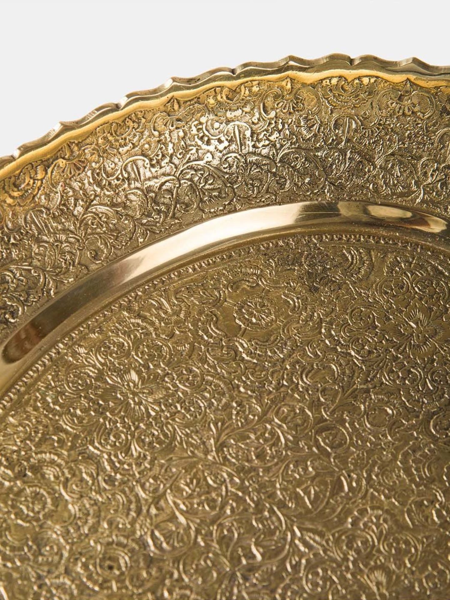 Fabindia Home Gold Brass Etched Nira Platter