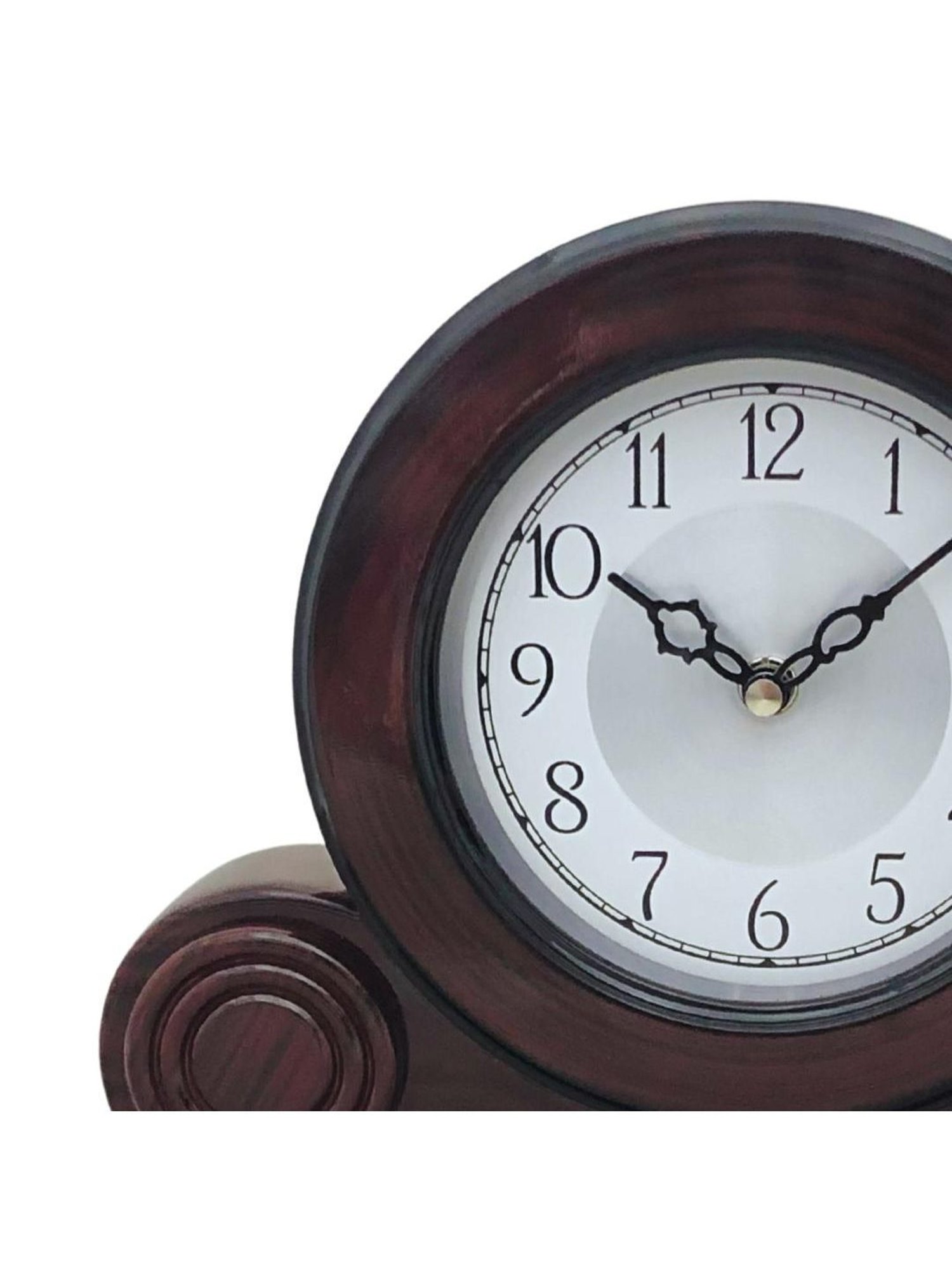 CHRONIKLE Round Rosewood Brown Wood Table or Desk Clock
