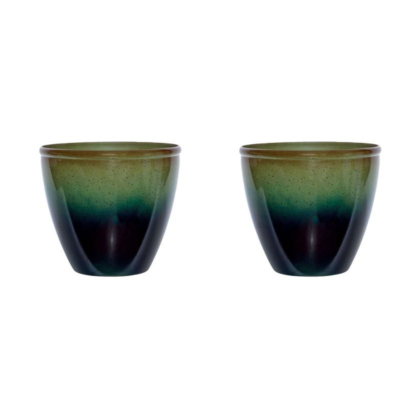 Suncast Seneca 16 Inch Decorative Resin Flower Planter Pot, Green/Blue (4 Pack)
