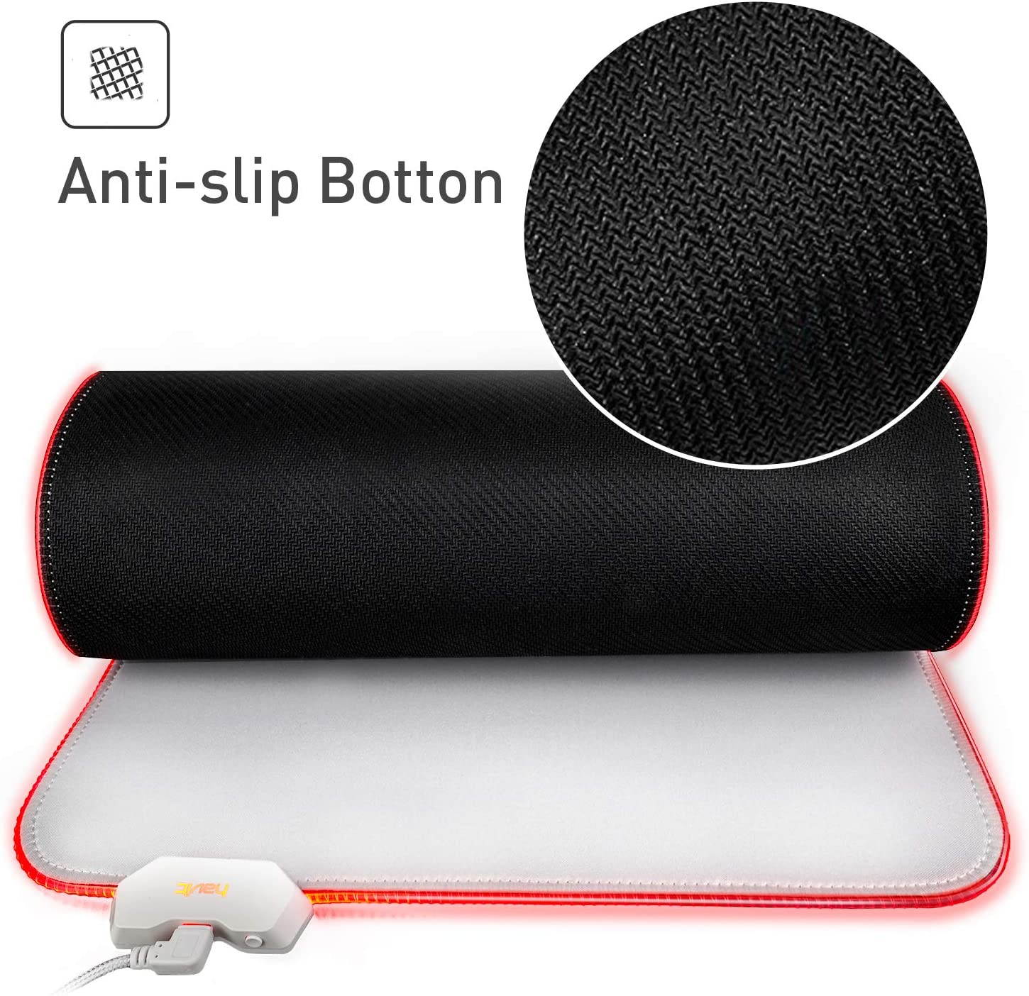 RGB Gaming Mouse Pad Soft Non-Slip Rubber Base Mouse Mat for Laptop Computer PC Games (31.511.80.16 inches, White)