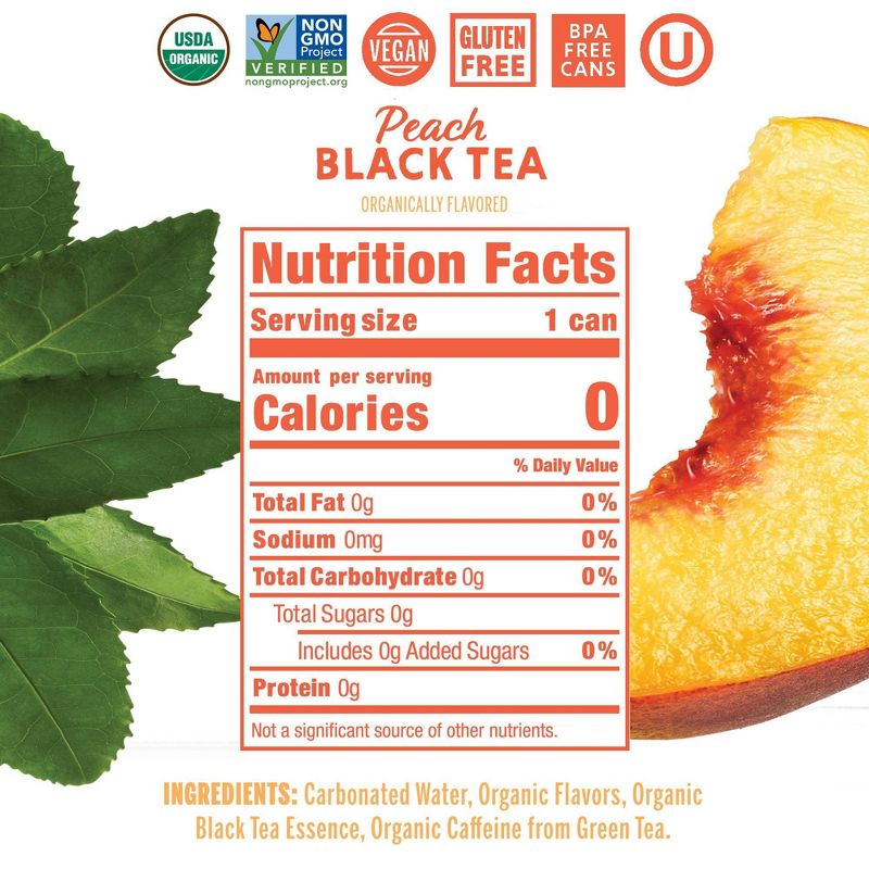 Nixie Peach Black Tea Sparkling Water - 8pk/12 fl oz Cans