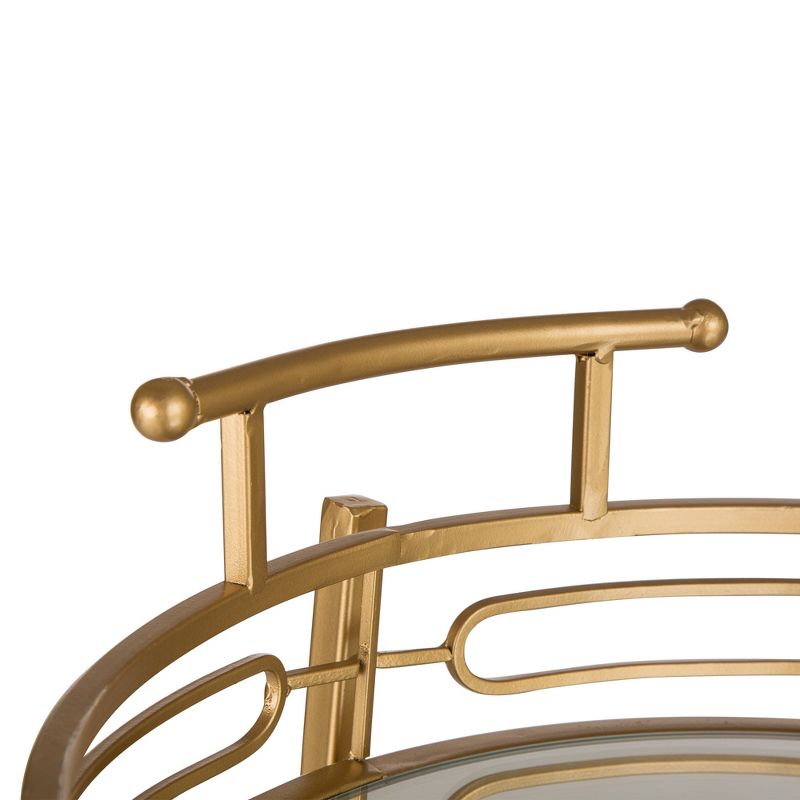 Deluxe Metal Round Mirrored Bar Cart Gold - Glitzhome