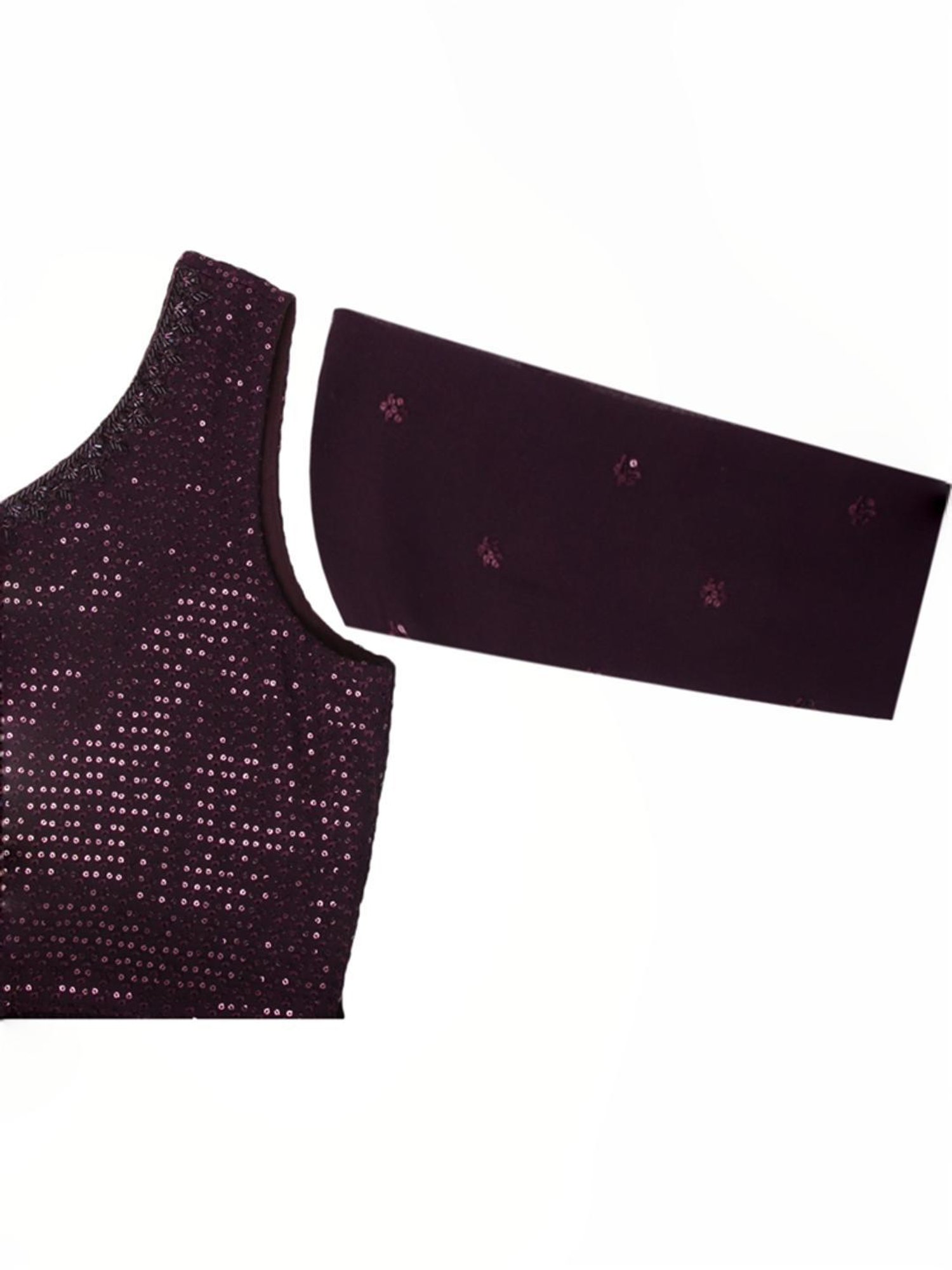 Soch Womens Wine Embellished Georgette Jumpsuit With Dupatta & Belt