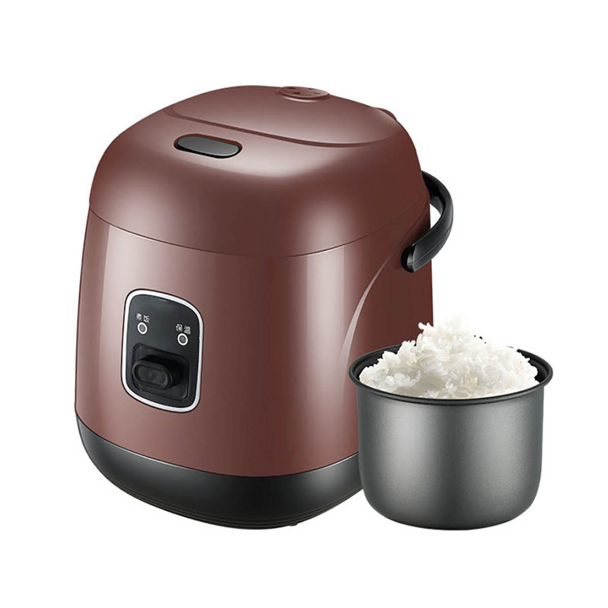 1.2L Rice Cooker Electric Lunch Box Travel Rice Cooker Small Removable Non-stick Pot Keep Warm Function Suitable For 1-2 People For Cooking Soup Rice Stews Grains Oatmeal-Green