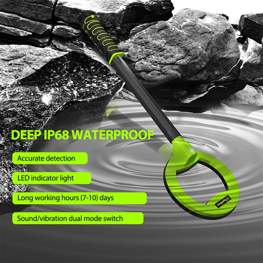 USB Rechargable Handheld Metal Detector Underwater Treasure Finder 5.9 Inch Search Coil Dive Mode Waterproof Outdoor Treasure Finder IP68 Waterproof Level Sound Vibrations Alarm Function with LED