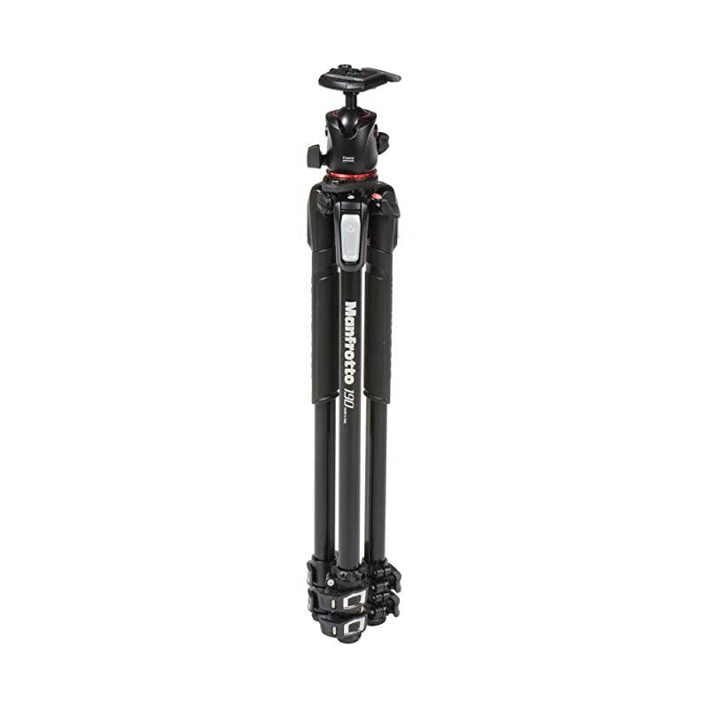 190XPRO Aluminum 3-Section Tripod Kit with Ball Head (MK190XPRO3-BHQ2),Black