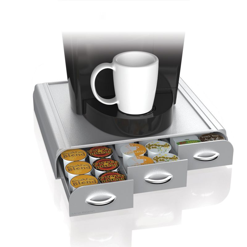 Mind Reader Single Serve Coffee Pod Holder Drawer, 36 Capacity K-Cup, Silver