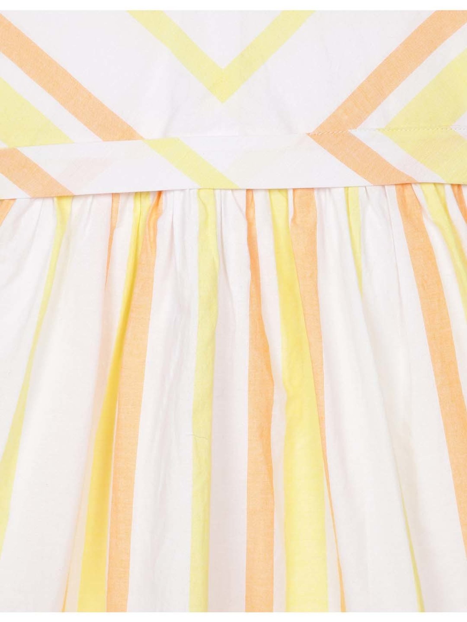 Under Fourteen Only Kids Orange & White Cotton Striped Dress