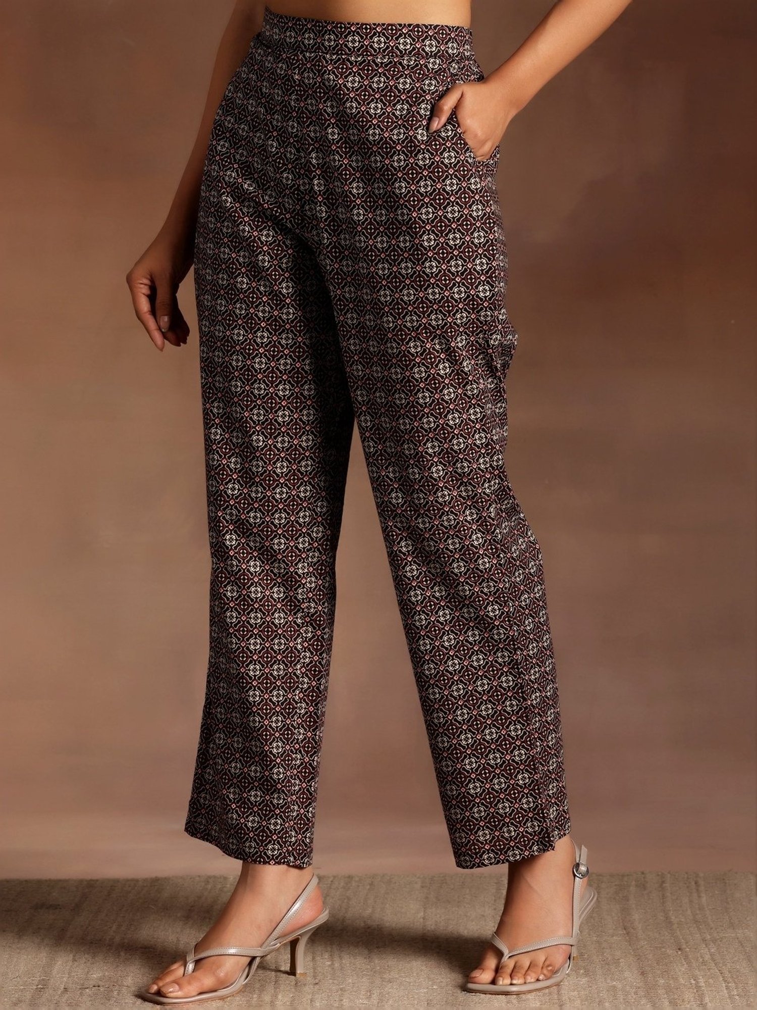 Libas Black Cotton Printed Kurta Palazzo Set