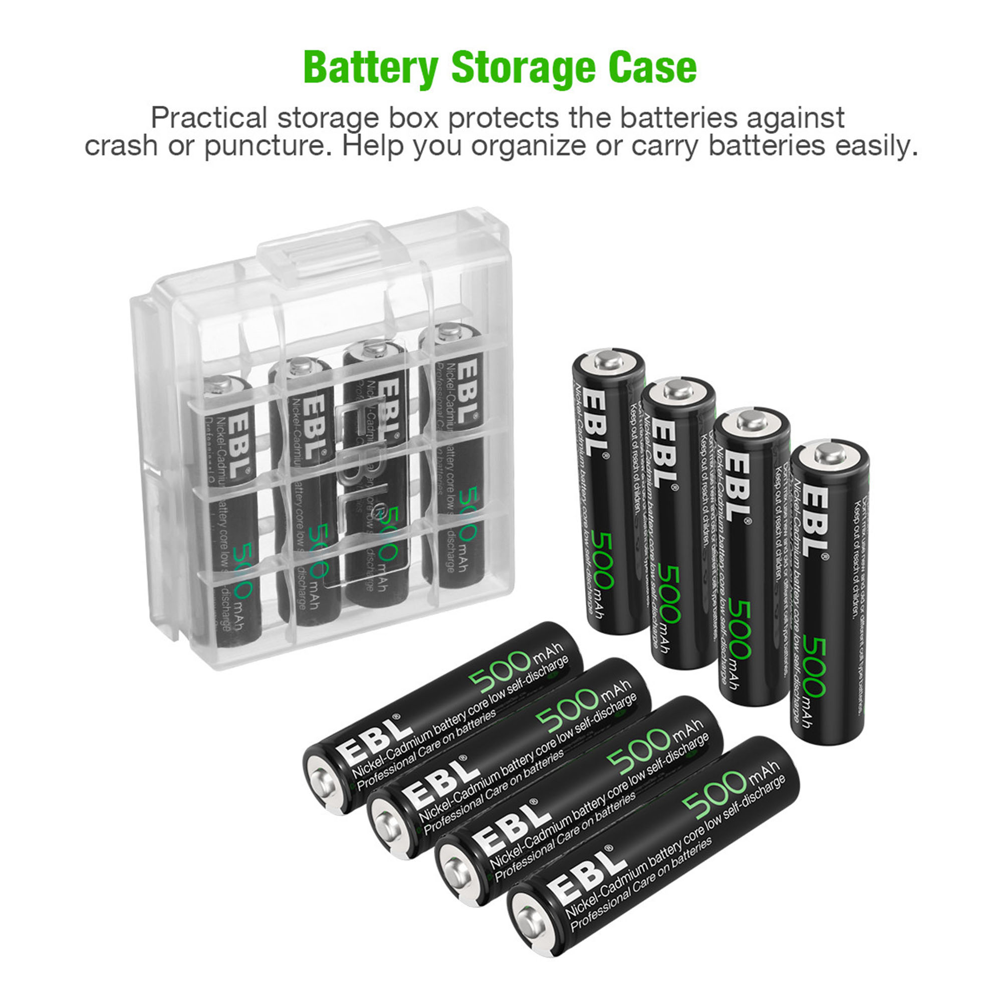 EBL 8 Pcs AAA 1.2V Rechargeable Batteries 500mAh Ni-Cd Battery for TV Keyboards