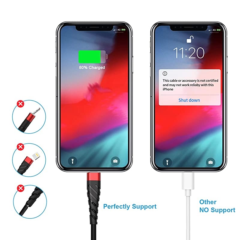 iPhone Charger Cable 3-Pack 6ft,  [MFi Certified] iPhone Charging Cord 6 Foot, Extra Long 6 Feet iPhone Charger Cord, 2.4A iPhone Power Wire Compatible with iPhone12/11/XS/Max/XR/X/8/7/6/iPad