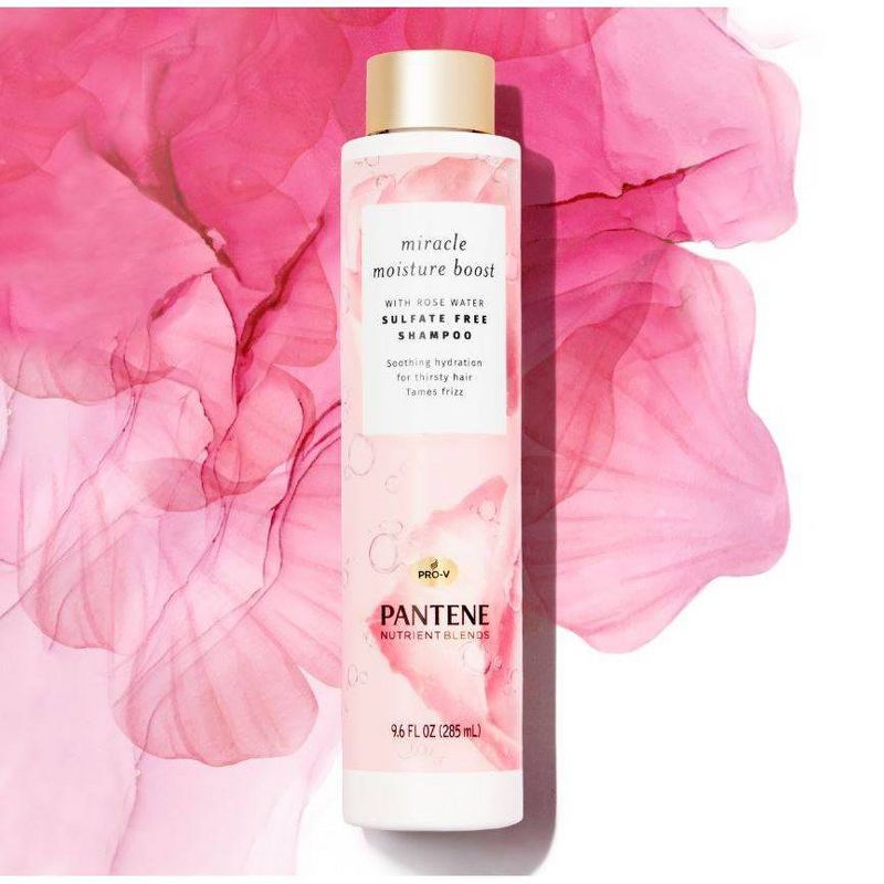 Pantene Nutrient Blends Miracle Moisture Boost Rose Water Shampoo for Dry Hair, Sulfate Free - 9.6 fl oz