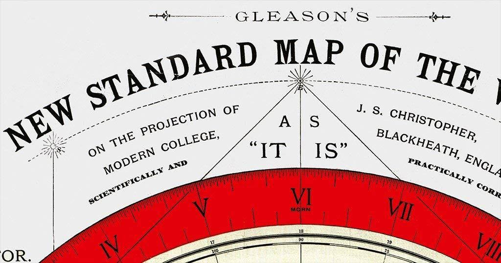 Flat Earth Map - Gleason's New Standard Map Of The World - Large 24" x 36" 1892 (5)