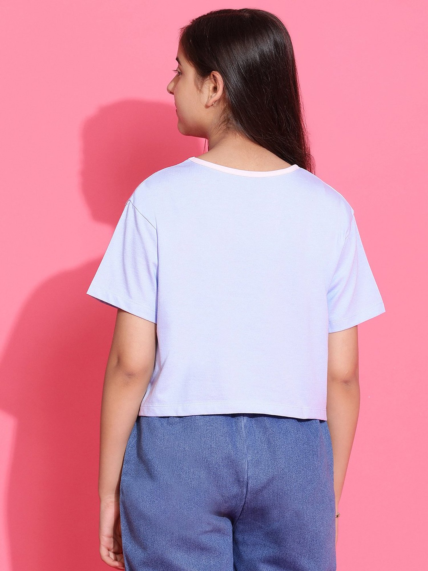 Lil Tomatoes Kids Blue Printed Crop Top