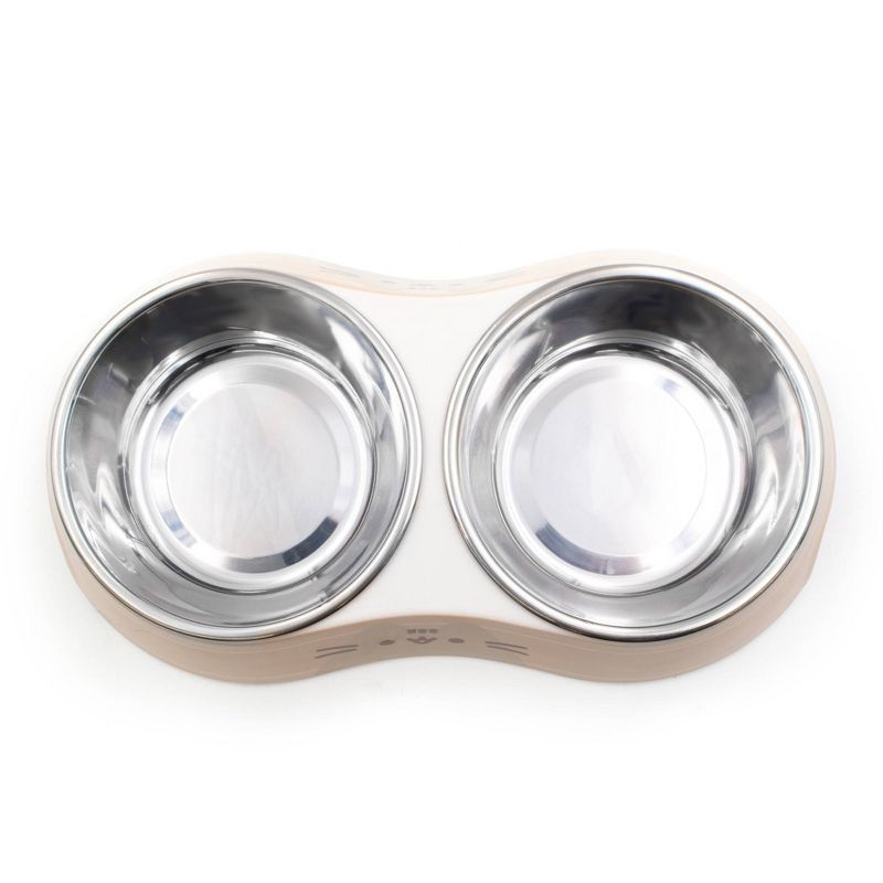 Pusheen Happy Face Double Diner Cat Bowl - Tan